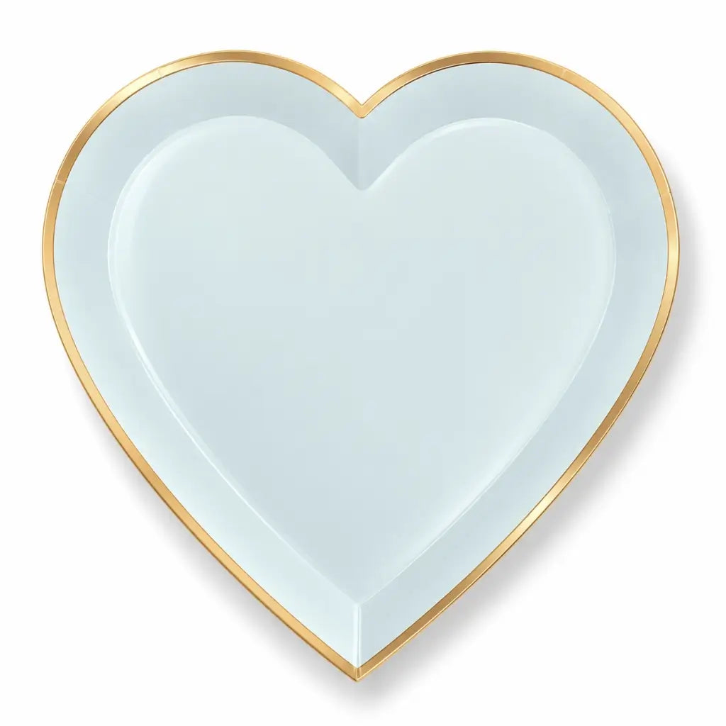 Baby blue heart plates with gold rim