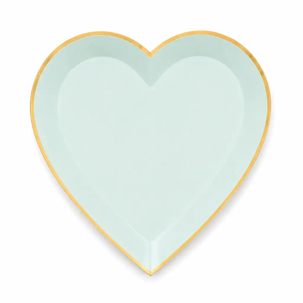 Mint green heart plates with gold rim