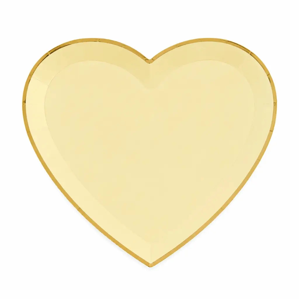 Heart shaped yellow party plates for baby showers