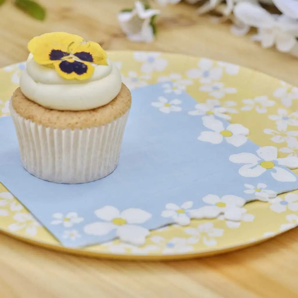 Hello Spring Flower Edge Floral Paper Napkins 16pk