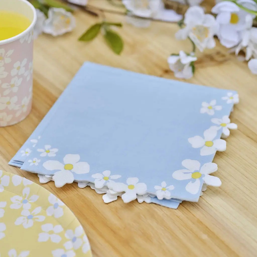 Hello Spring Flower Edge Floral Paper Napkins 16pk