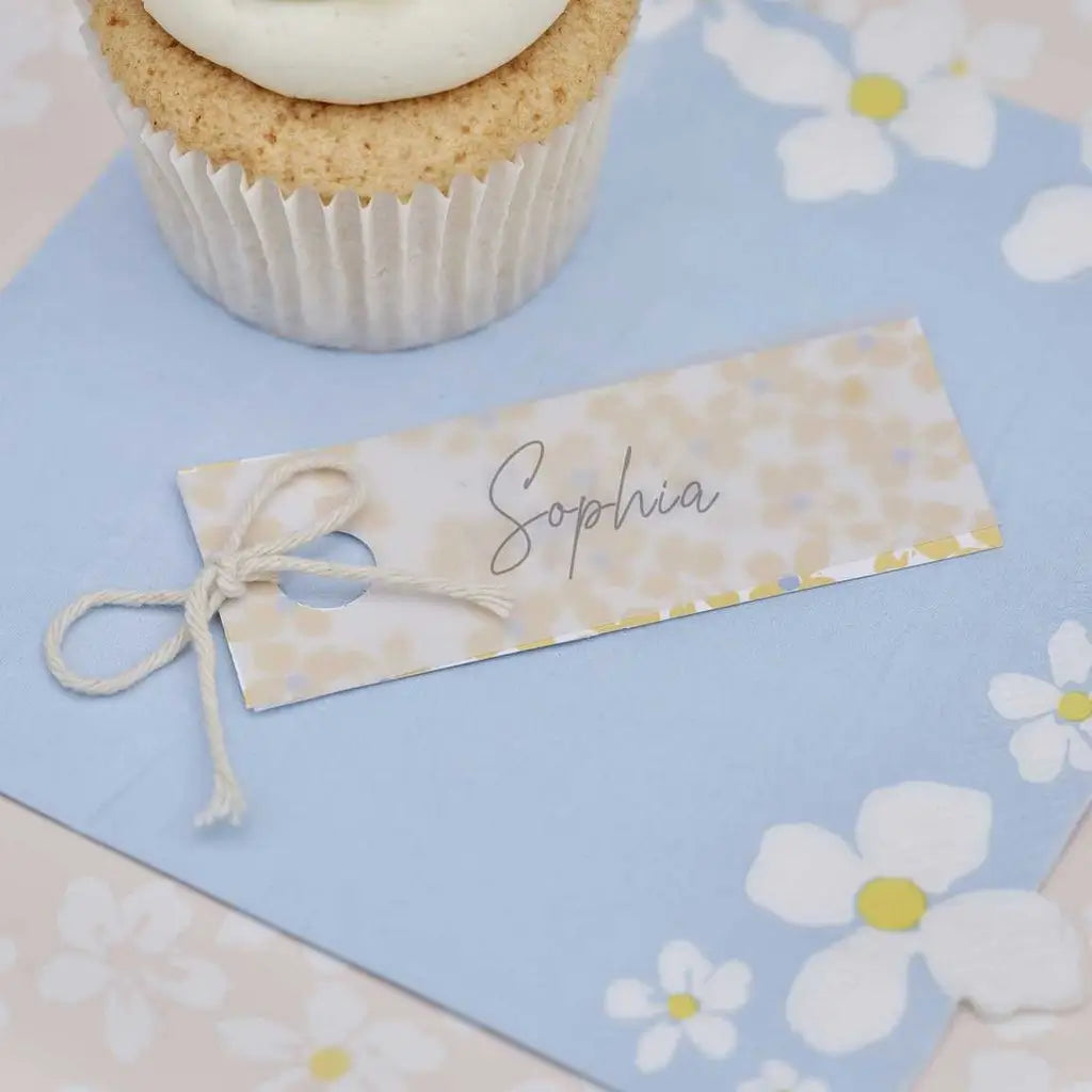 Hello Spring Floral Place Cards with Vellum Paper table decorations
