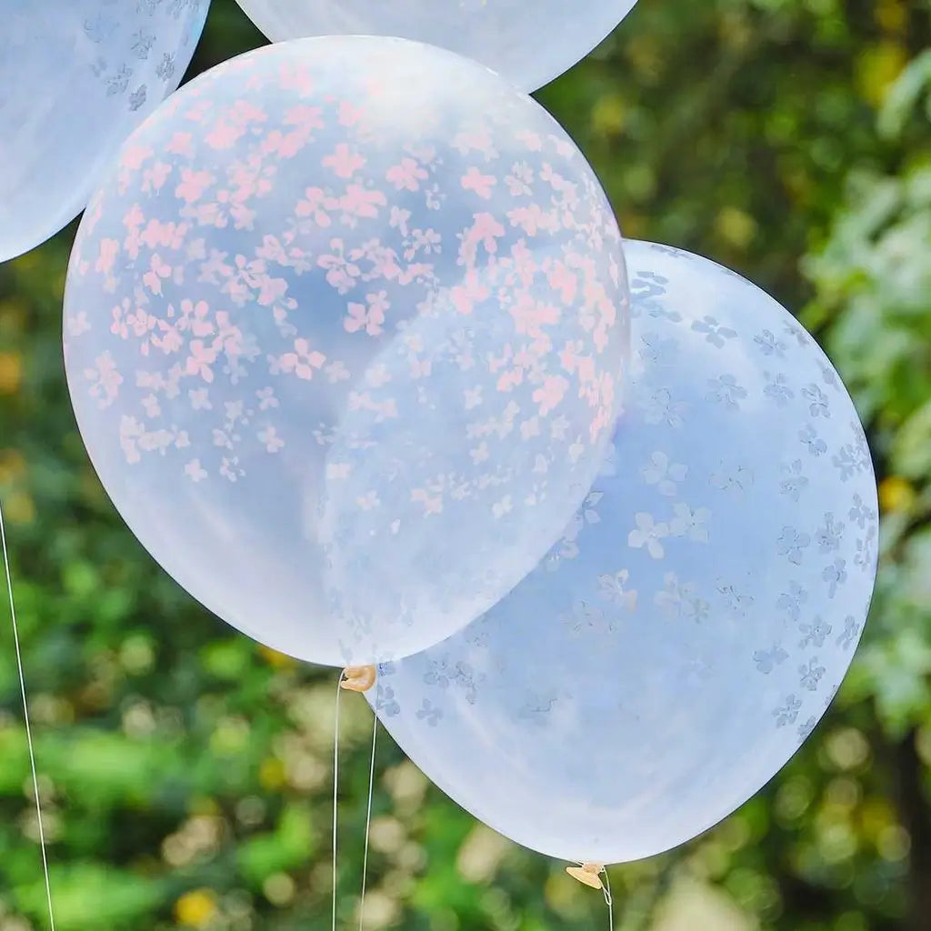 Fun Spring Balloons Hello Spring Pastel Printed Flower Balloons Cluster 5pk