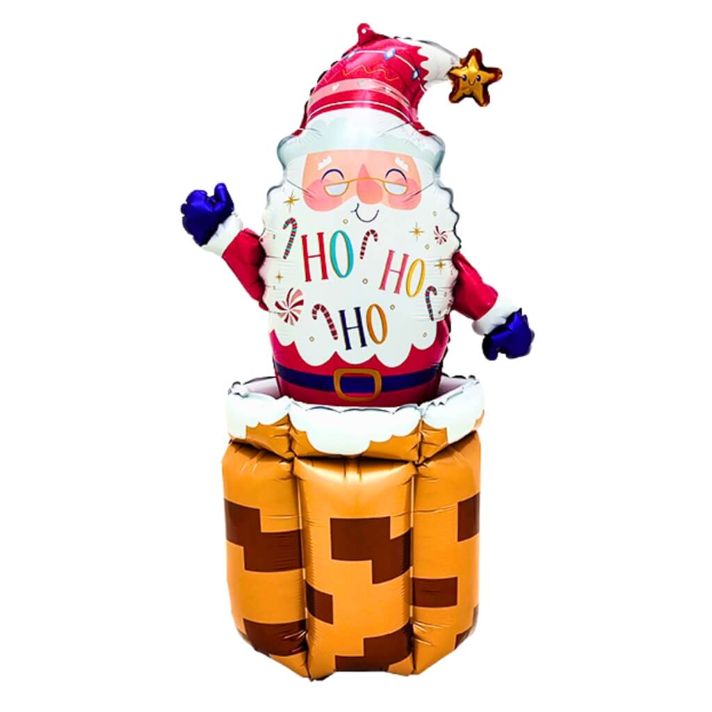 Ho Ho Ho Santa In Chimney Standing Foil Balloon