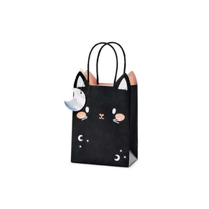 Hocus Pocus black cat Halloween gift bag with crescent moon tag