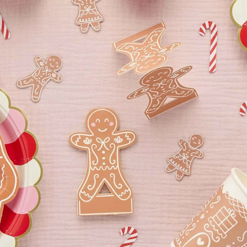 Pack of 10 Gingerbread Man Place Cards – festive Christmas table decorations
