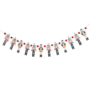 Holly Jolly Christmas Nutcracker Pom Pom Card Garland 2m