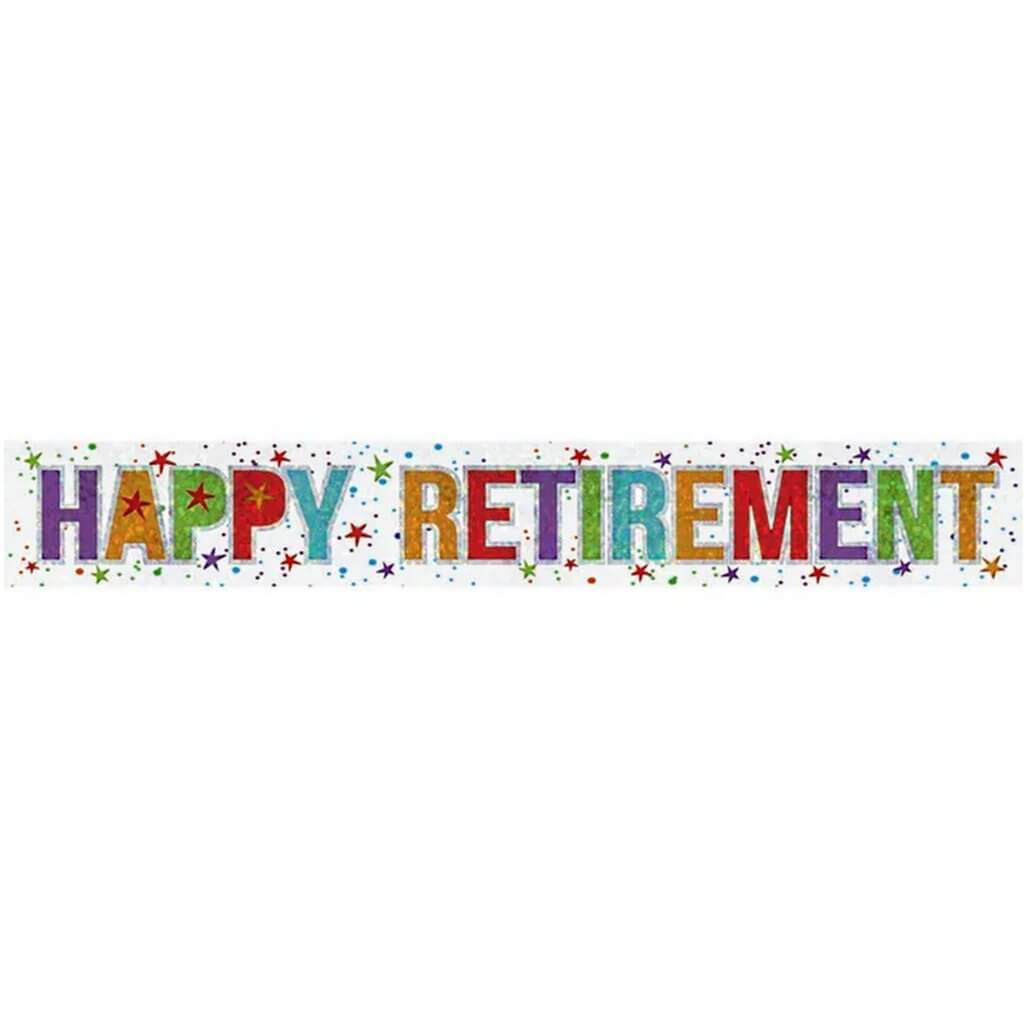 Holographic Happy Retirement Foil Banner