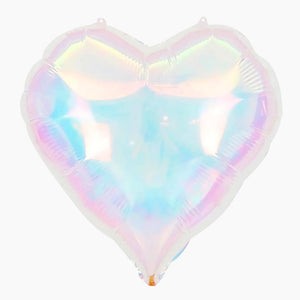 18 inch iridescent clear Holographic heart shaped foil balloon