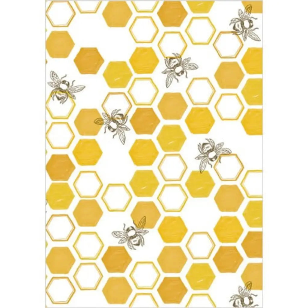 Honeycomb bee gift wrapping paper sheet measuring 70cm by 49.5cm
