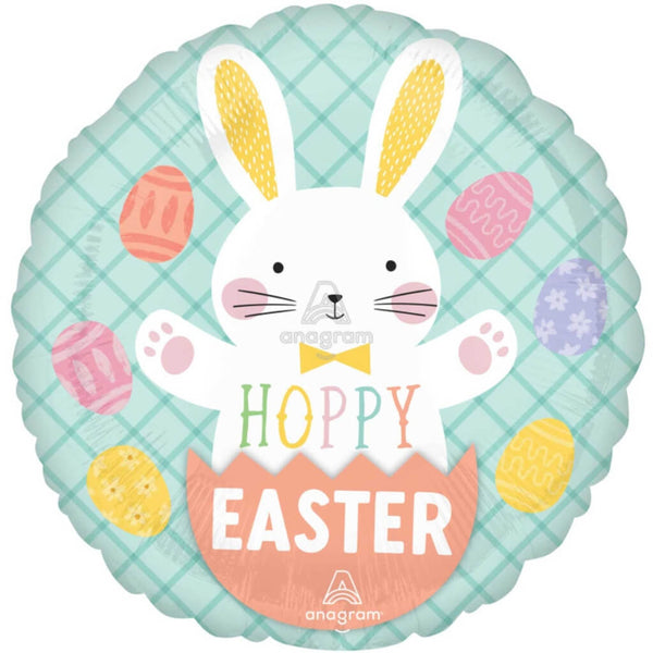 Easter Rabbit Round Hoppy Easter Bunny Round Foil Balloon 45cm