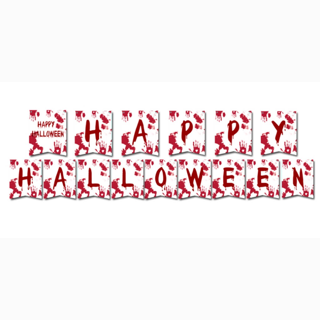 Simulation Bloody Handprint Happy Halloween Paper Banner