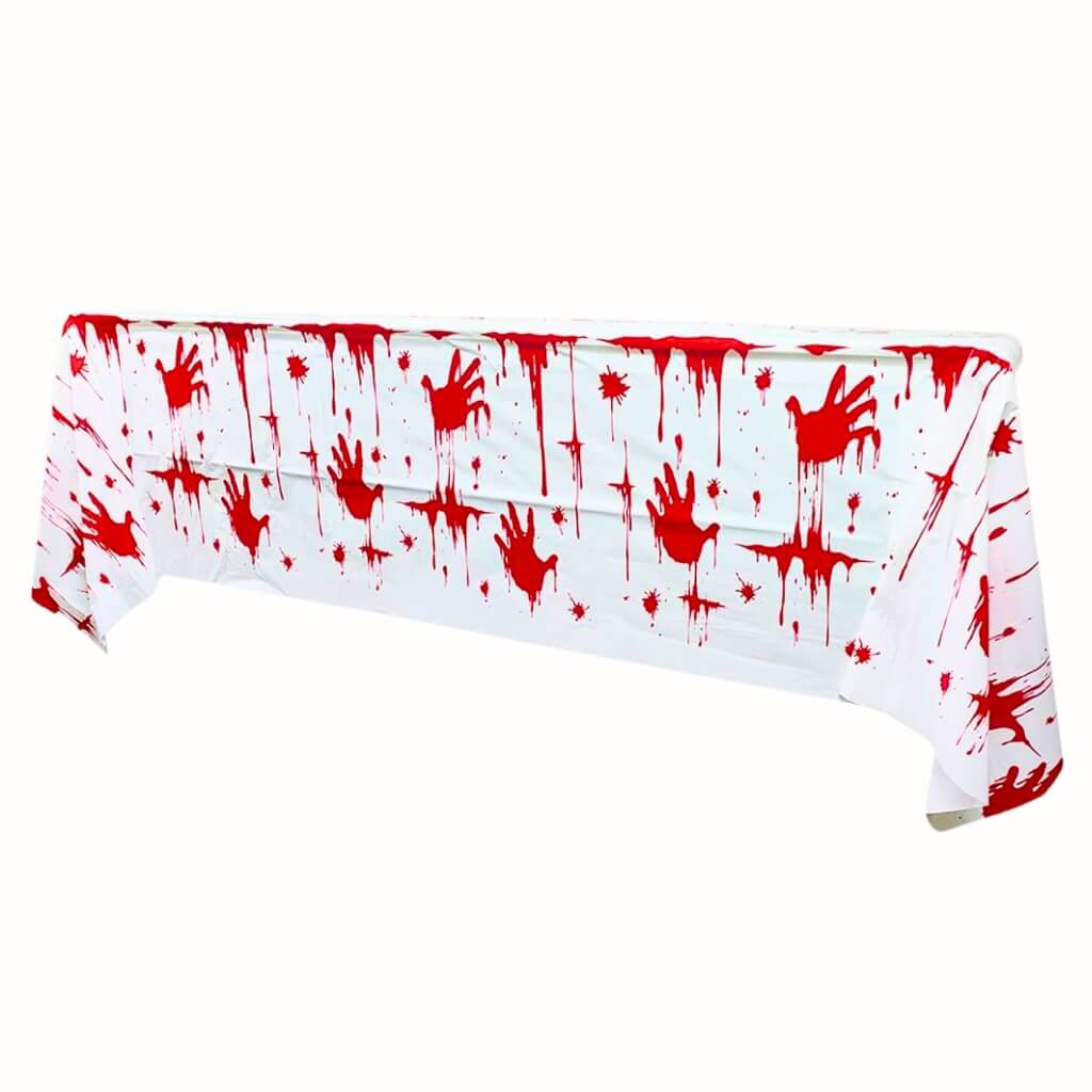 Simulation Bloody Handprint Plastic Tablecover