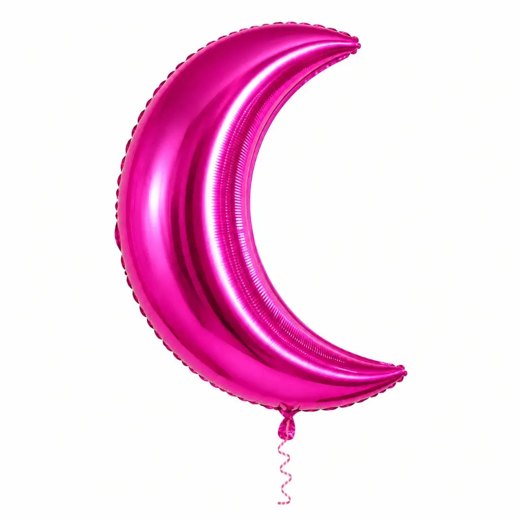 Hot Pink Crescent Moon Foil Balloon - 2 Sizes
