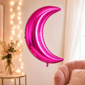 Hot Pink Crescent Moon Foil Balloon - 2 Sizes