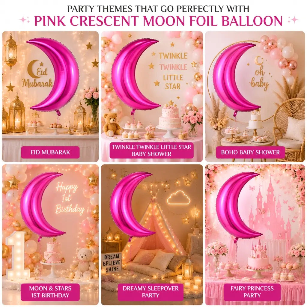 Hot Pink Crescent Moon Foil Balloon party decoration ideas