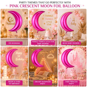 Hot Pink Crescent Moon Foil Balloon party decoration ideas