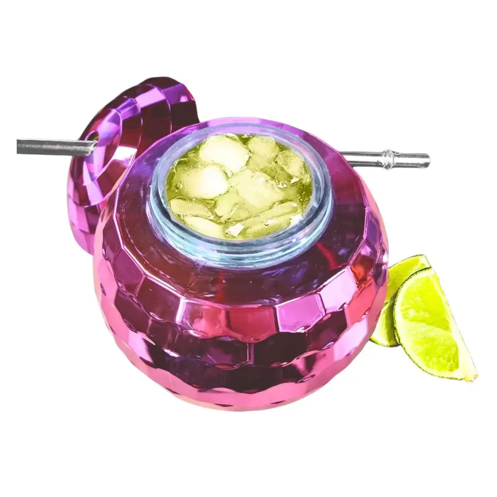 Hot Pink Disco Ball Cocktail Cup Party Novelty