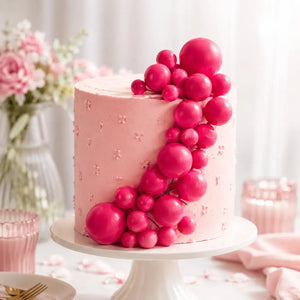 Electric Pink Deco Foam Ball Cake Topper Set 20 Pack