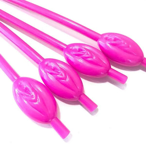 Hot Pink Naughty Hen Party Pussy Straws 10pk