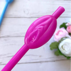 Hot Pink Naughty Hen Party Pussy Straws 10pk