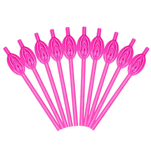 Hot Pink Naughty Hen Party Pussy Straws 10pk