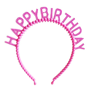 Kids Princess Happy Birthday Headband - Hot Pink