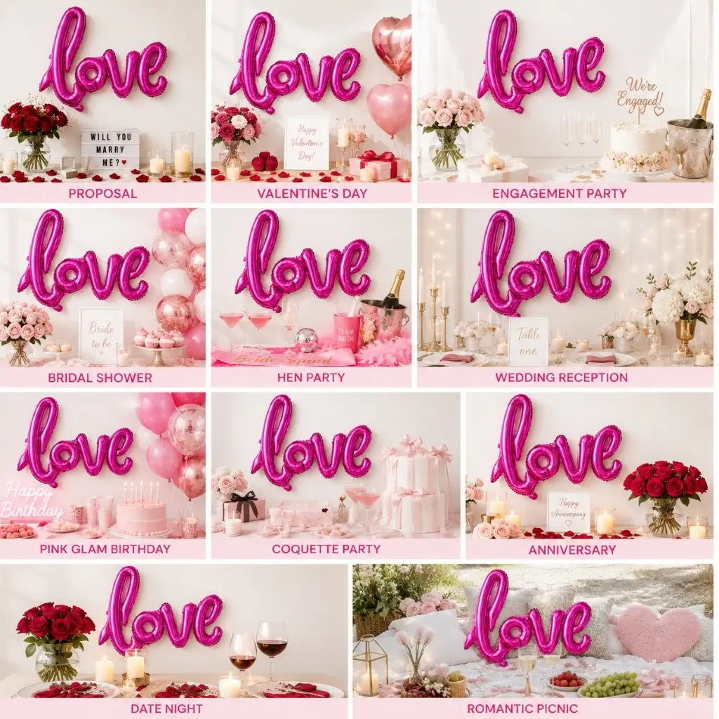 Hot Pink Love Script Foil Balloon