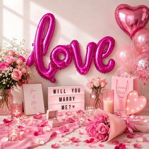 Hot Pink Love Script Foil Balloon