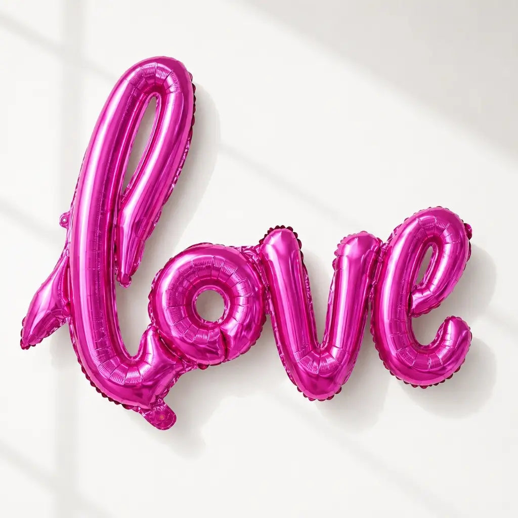 Hot Pink Love Script Foil Balloon