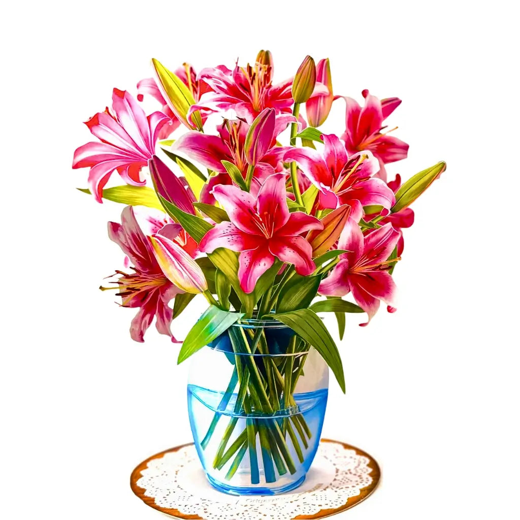 Pink lily pop up bouquet for Mother’s Day