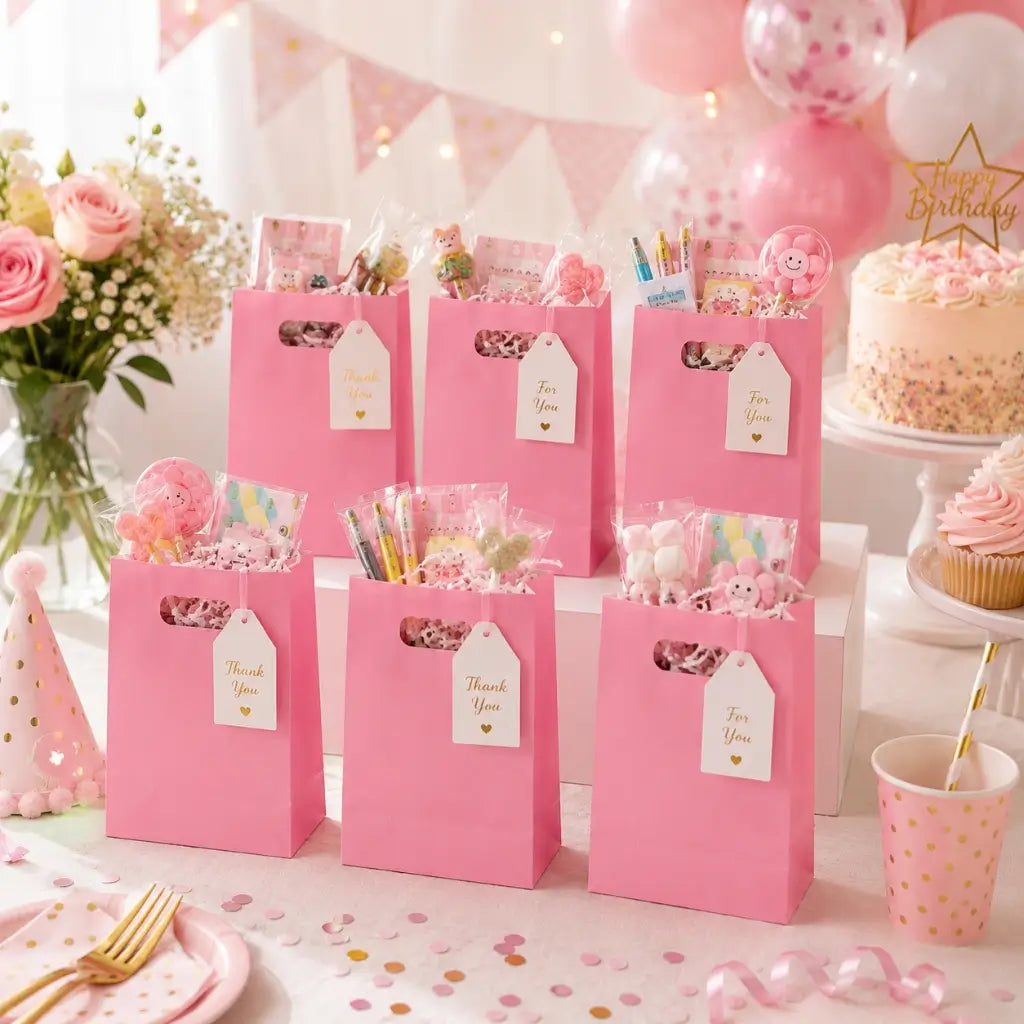 Hot pink party bags for birthday celebrations
