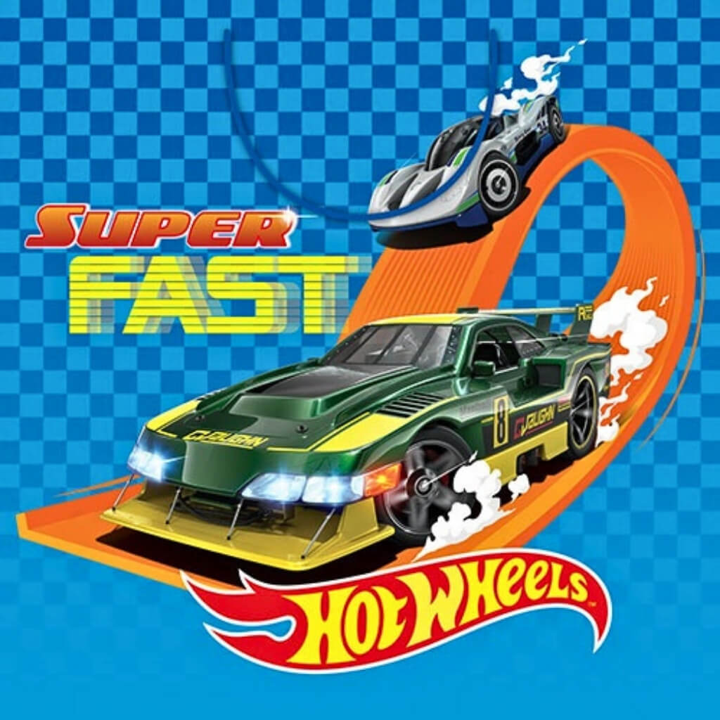 Hot Wheels Giant Square Gift Bag – Racing Car Birthday Present Bag