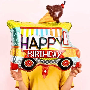 Happy Birthday ice cream truck foil balloon decoration