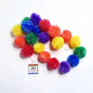  Indian traditional rainbow garland with fluffy multicoloured pom poms