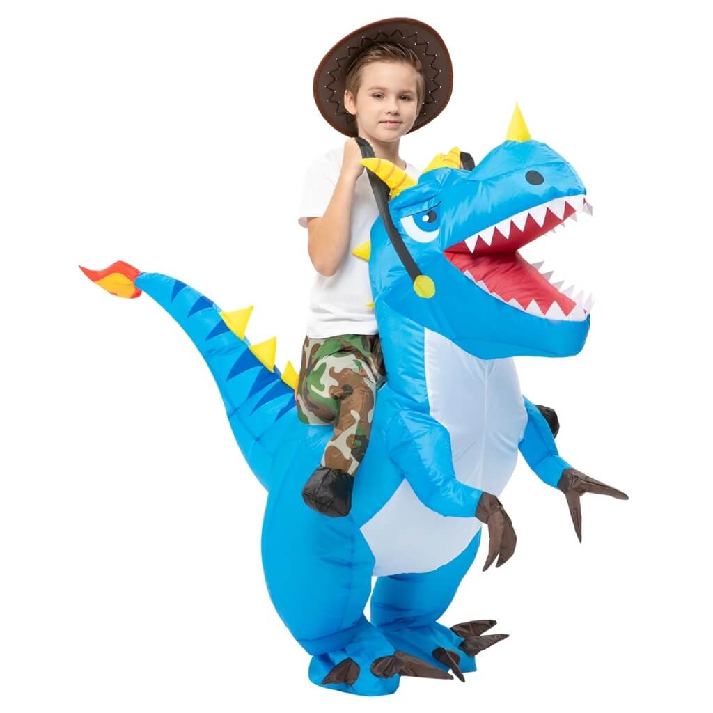 Inflatable Ride On Blue T-Rex Dinosaur Kids Costume Suit