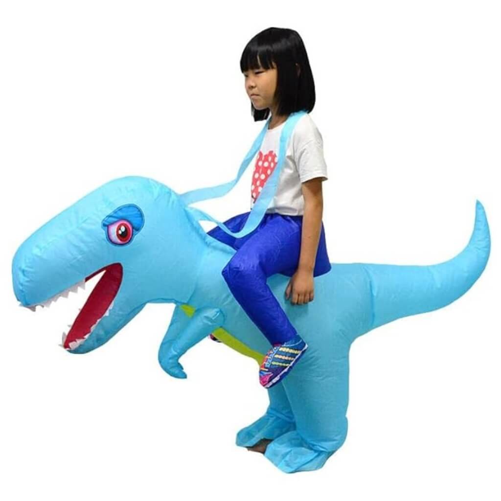 Inflatable Blue Ride On T-Rex Dinosaur Costume Suit for Kids