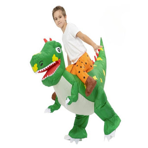 Kids Inflatable Green Ride On Dinosaur Blow Up Costume Suit