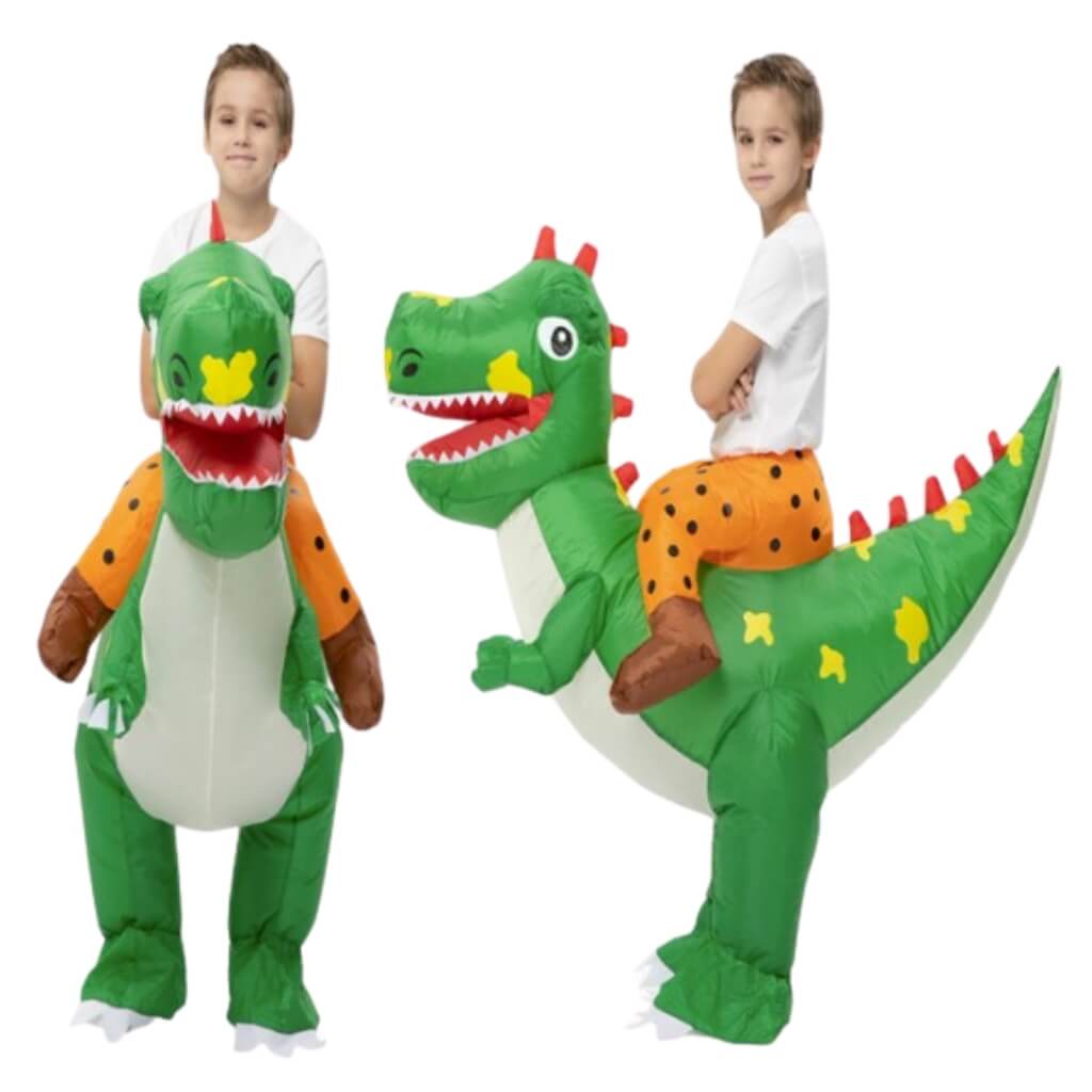 Kids Inflatable Green Ride On Dinosaur Blow Up Costume Suit