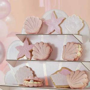 Iridescent and Pink Mermaid Shell Shaped Treat Stand