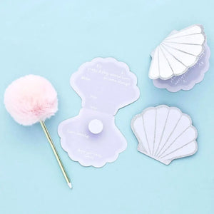 Under the sea themed party invitations with shimmering shell design