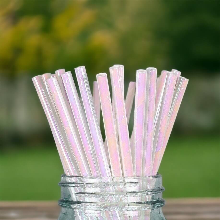 Iridescent Pink Party Straws