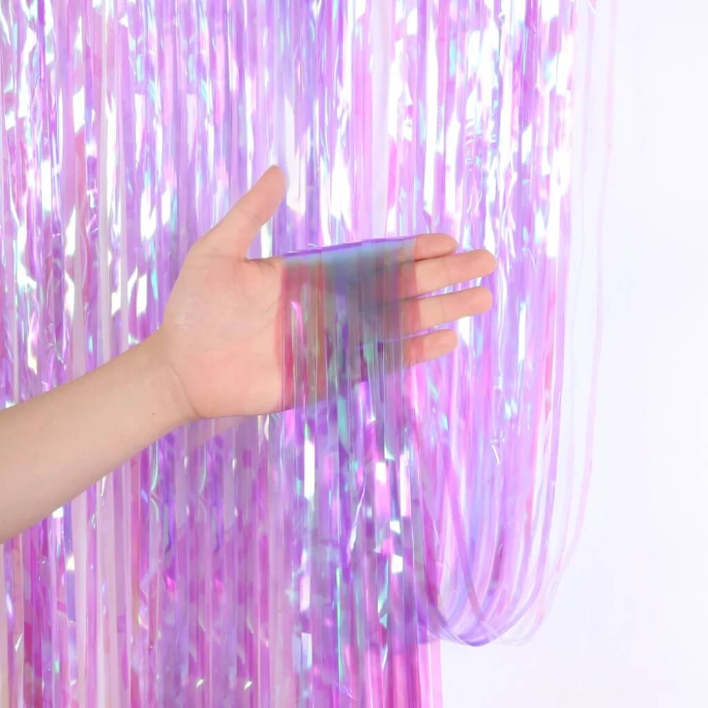 1m x 2m Iridescent Purple Foil Fringe Curtain