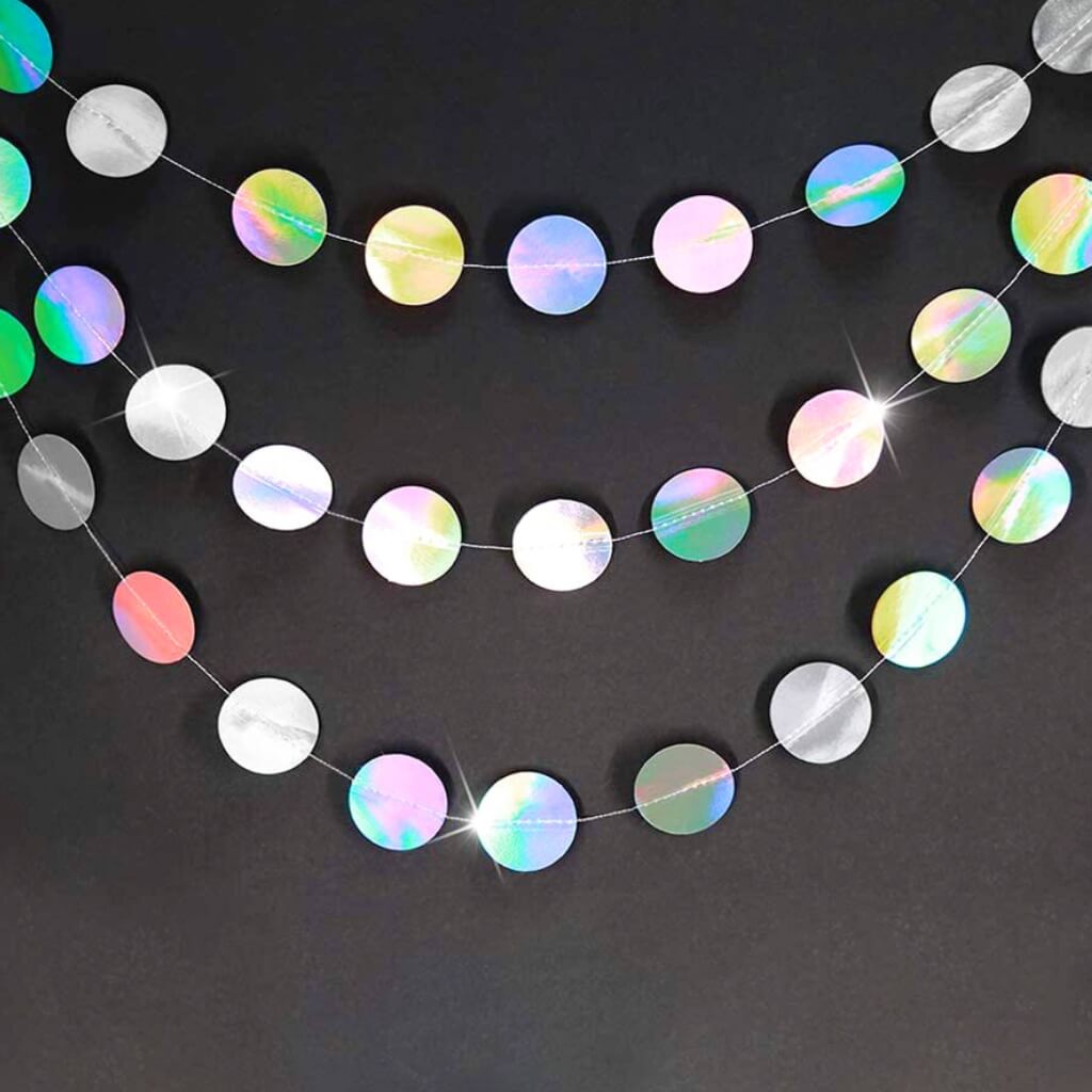 Iridescent Round Dot Paper Bunting 4m party hanging decorations