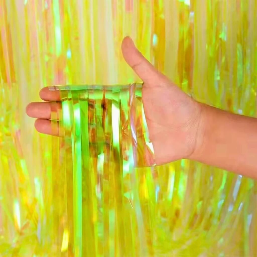 1m x 2m Iridescent Yellow Foil Fringe Curtain
