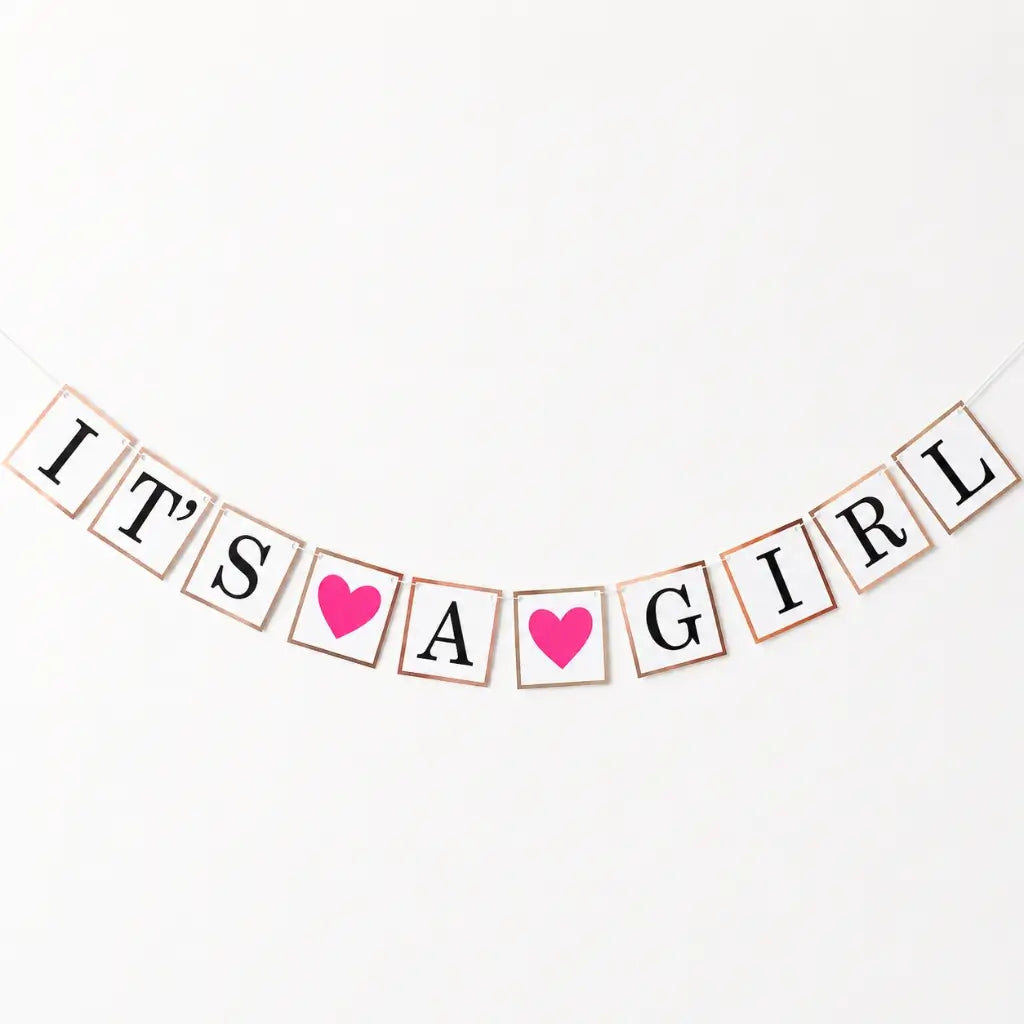 It's A Girl' Pink Heart Paper Banner