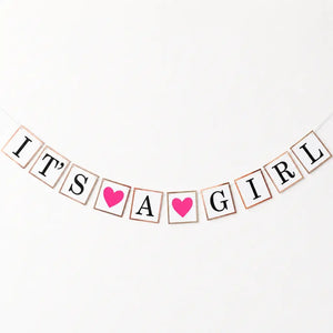 It's A Girl' Pink Heart Paper Banner