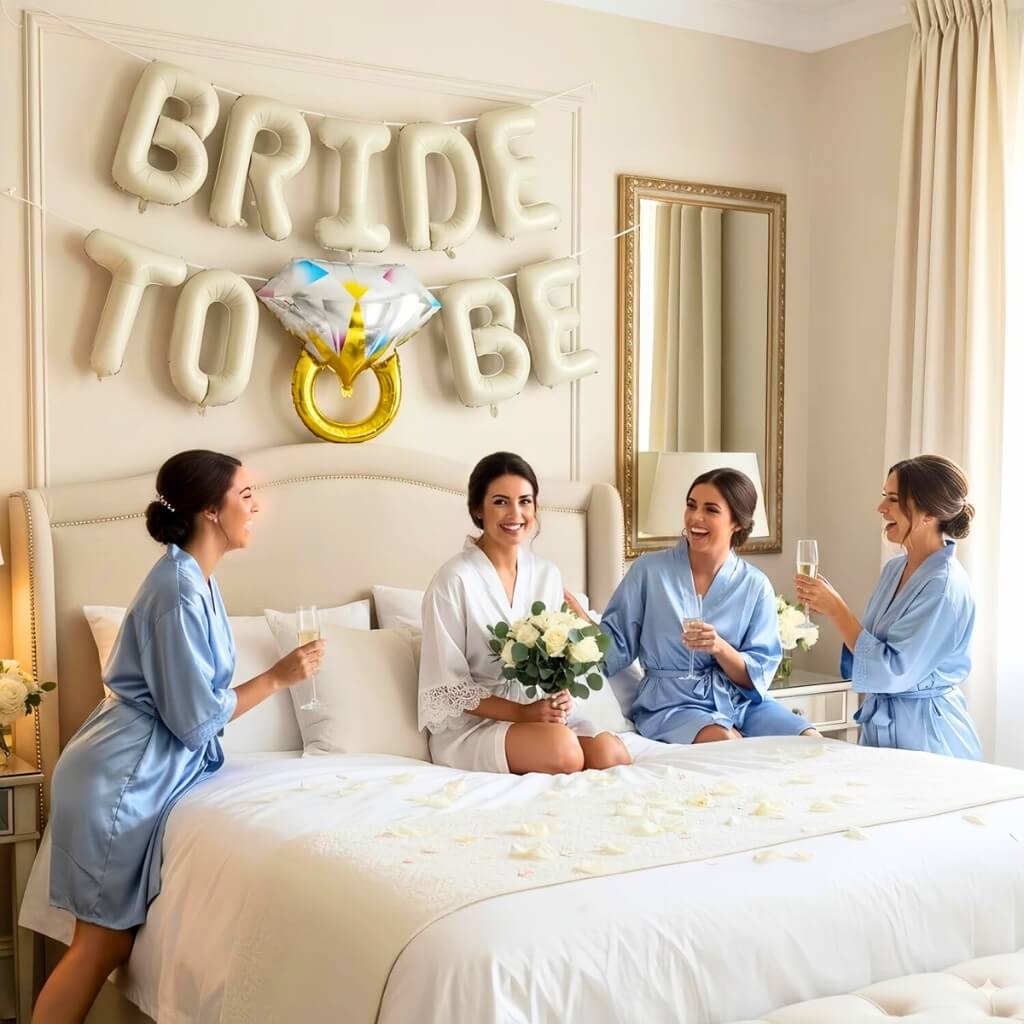 Cream BRIDE TO BE balloon banner for engagement and bridal events