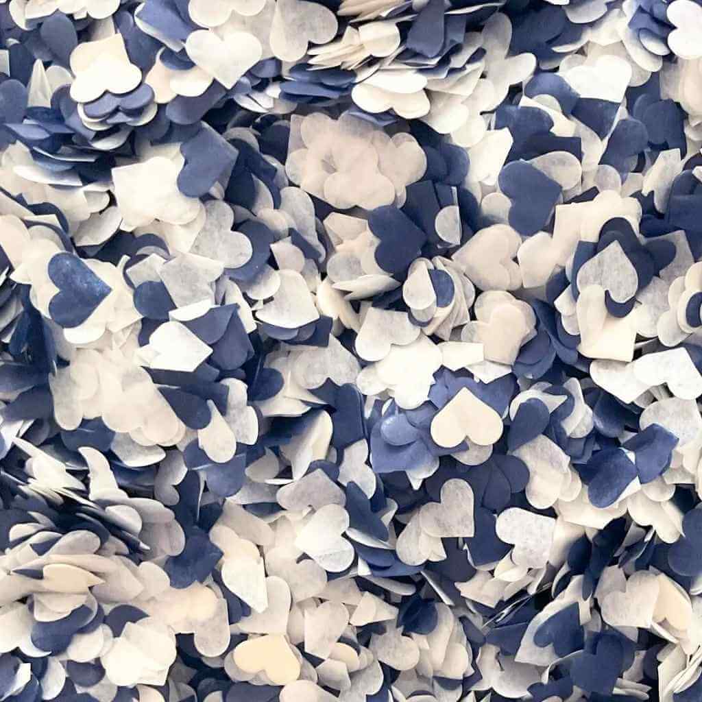 Ivory & Navy Blue Heart Paper Confetti 20g