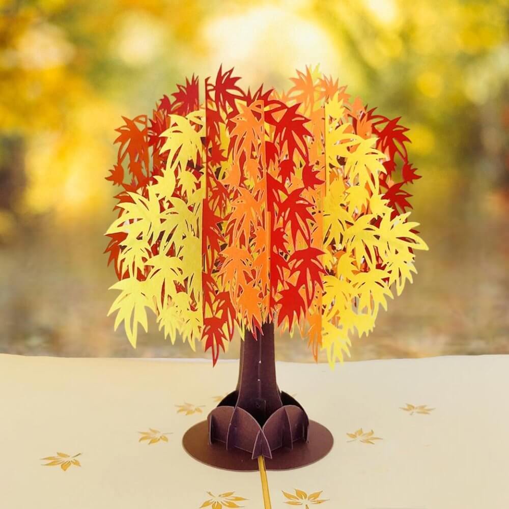 Japanese Autumn Maple Tree 3D Pop Up Card - Online Party Supplies